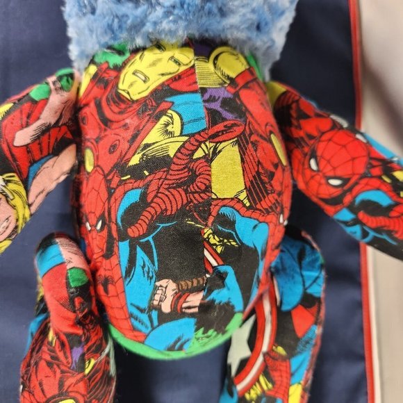 Marvel Print Teddy Bear All Over Avengers Print Various Superheroes Blue Bear - Picture 5 of 16